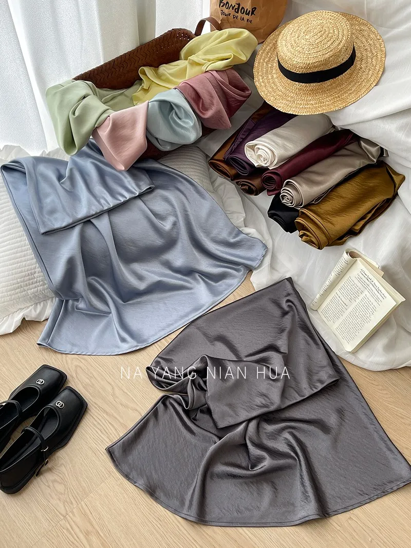 Beiyingni French Vintage Women's Satin Skirt Elegant Luxury New Fashion Slim Fit Office Ladies Mermaid Skirts Temperament Casual