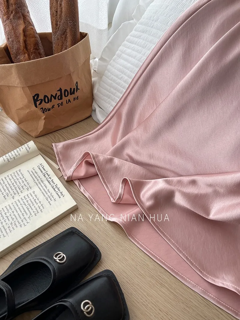Beiyingni French Vintage Women's Satin Skirt Elegant Luxury New Fashion Slim Fit Office Ladies Mermaid Skirts Temperament Casual