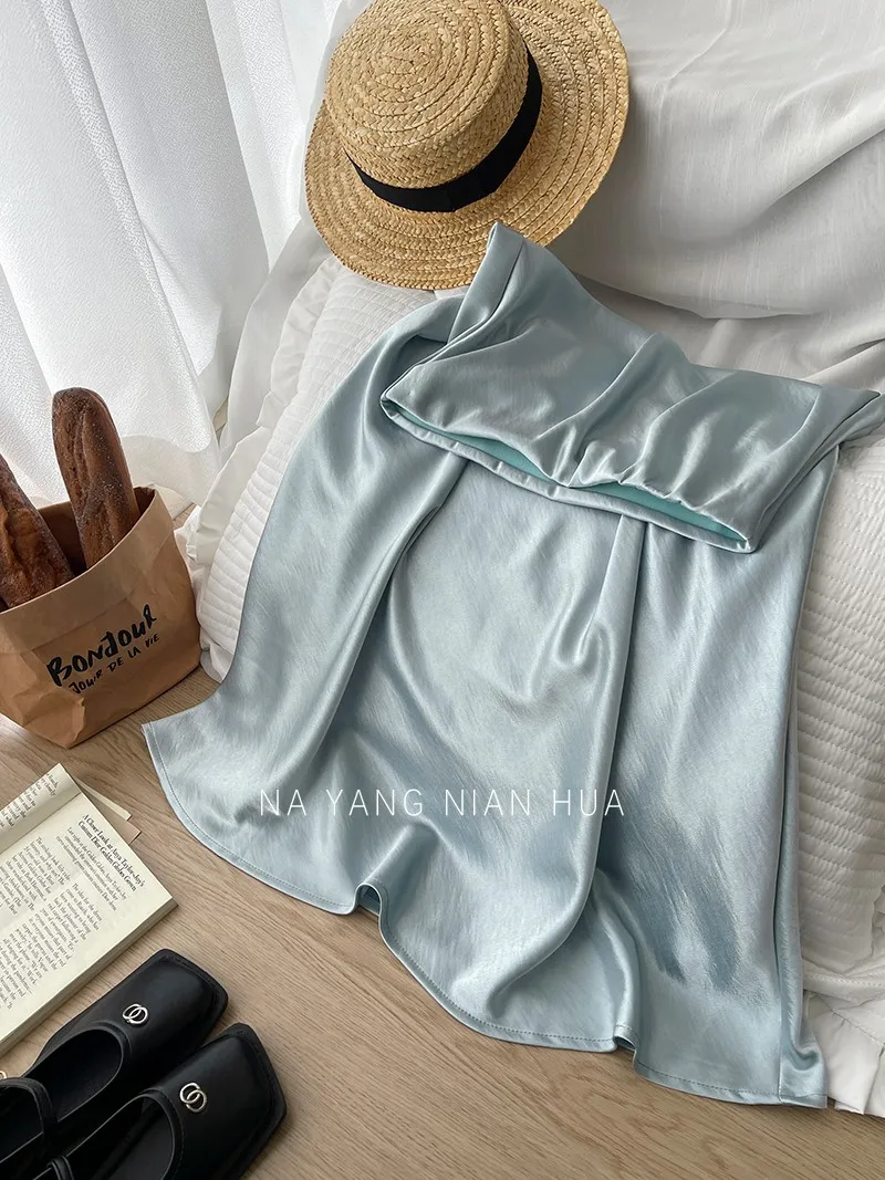 Beiyingni French Vintage Women's Satin Skirt Elegant Luxury New Fashion Slim Fit Office Ladies Mermaid Skirts Temperament Casual