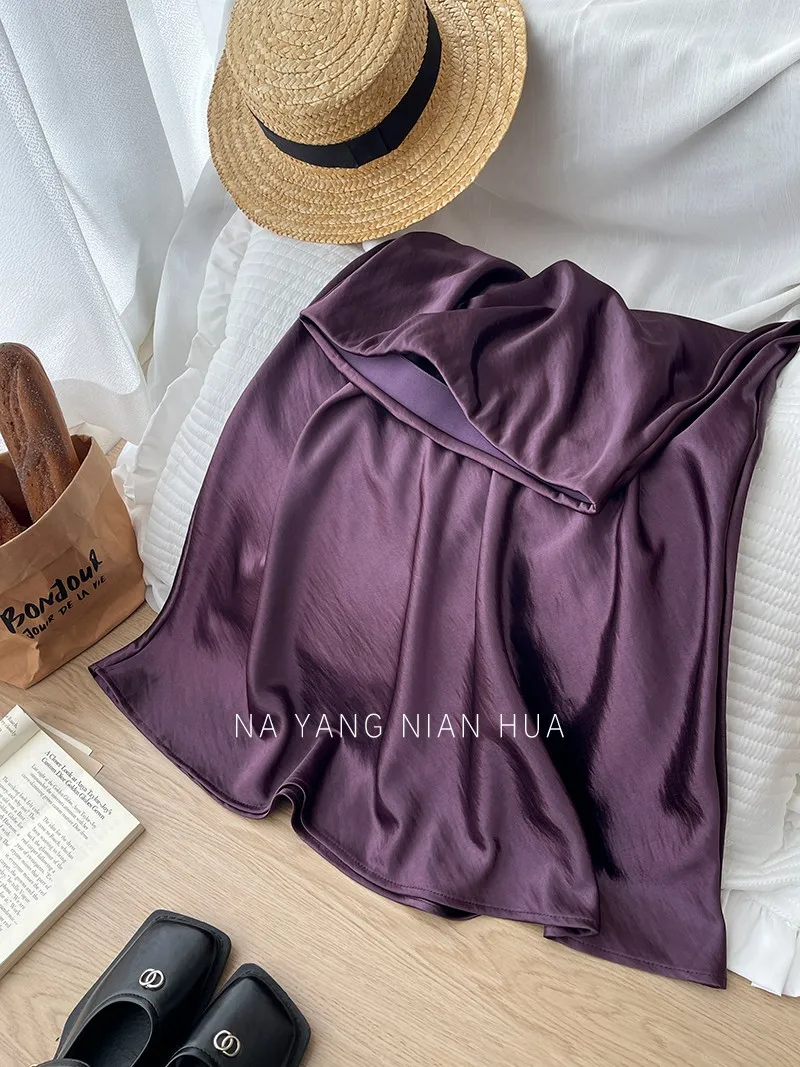 Beiyingni French Vintage Women's Satin Skirt Elegant Luxury New Fashion Slim Fit Office Ladies Mermaid Skirts Temperament Casual
