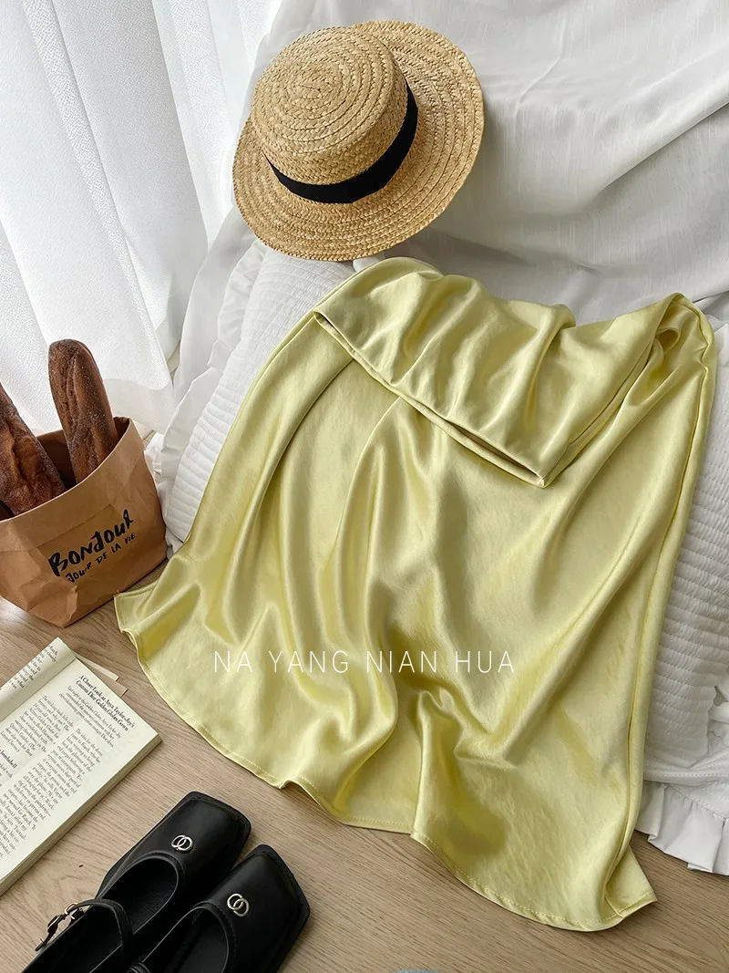 Beiyingni French Vintage Women's Satin Skirt Elegant Luxury New Fashion Slim Fit Office Ladies Mermaid Skirts Temperament Casual