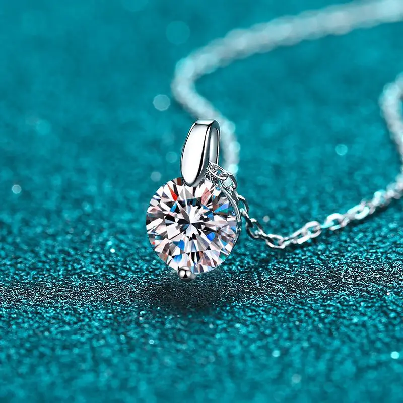 OXTAO 2CT 1CT D Color Real Moissanite Pendant Necklace Women's S925 Silver Chain 14K Yellow Plated Necklaces Wedding Jewelry