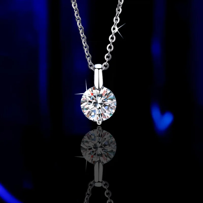 OXTAO 2CT 1CT D Color Real Moissanite Pendant Necklace Women's S925 Silver Chain 14K Yellow Plated Necklaces Wedding Jewelry