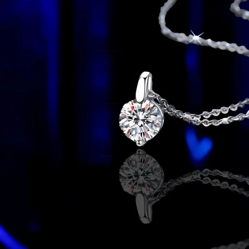 OXTAO 2CT 1CT D Color Real Moissanite Pendant Necklace Women's S925 Silver Chain 14K Yellow Plated Necklaces Wedding Jewelry