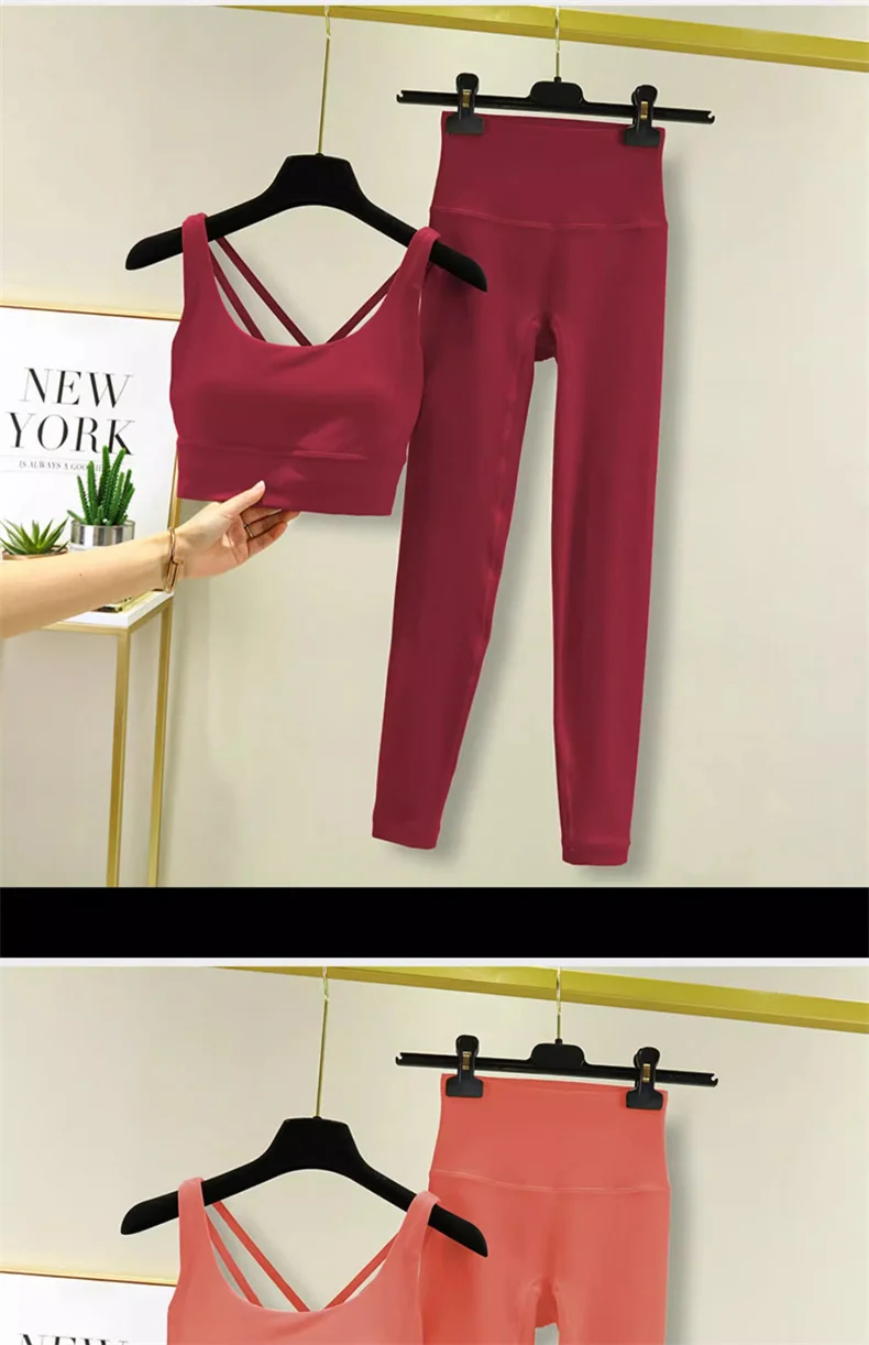 TRY TO BN Yoga Set 2 Piece Sport Bra High Waist Leggings Women's Tracksuit Fitness Tummy Control Squat Proof Workout Gym Clothes