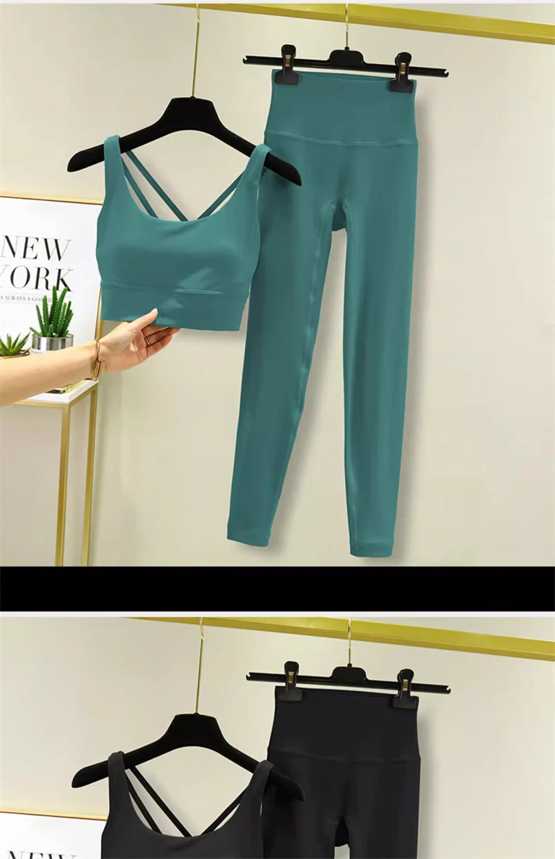 TRY TO BN Yoga Set 2 Piece Sport Bra High Waist Leggings Women's Tracksuit Fitness Tummy Control Squat Proof Workout Gym Clothes