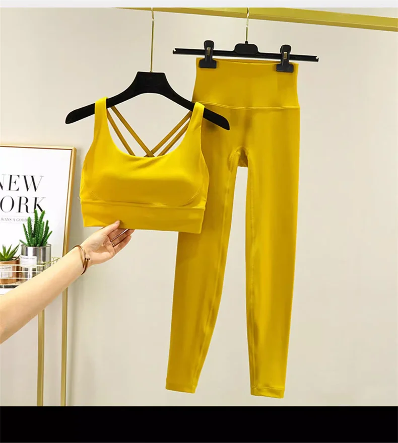 TRY TO BN Yoga Set 2 Piece Sport Bra High Waist Leggings Women's Tracksuit Fitness Tummy Control Squat Proof Workout Gym Clothes