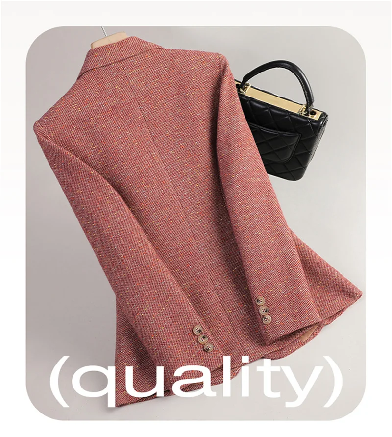 2026 New Women Long Sleeve Woolen Suit Jacket Autumn Winter Coat Ladies Office Wool Blazer Female Formal Blazer Thick Outerwear
