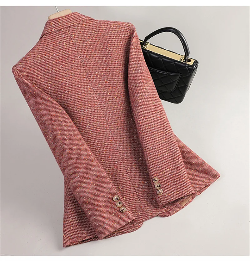 2026 New Women Long Sleeve Woolen Suit Jacket Autumn Winter Coat Ladies Office Wool Blazer Female Formal Blazer Thick Outerwear