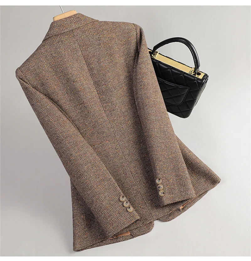 2026 New Women Long Sleeve Woolen Suit Jacket Autumn Winter Coat Ladies Office Wool Blazer Female Formal Blazer Thick Outerwear