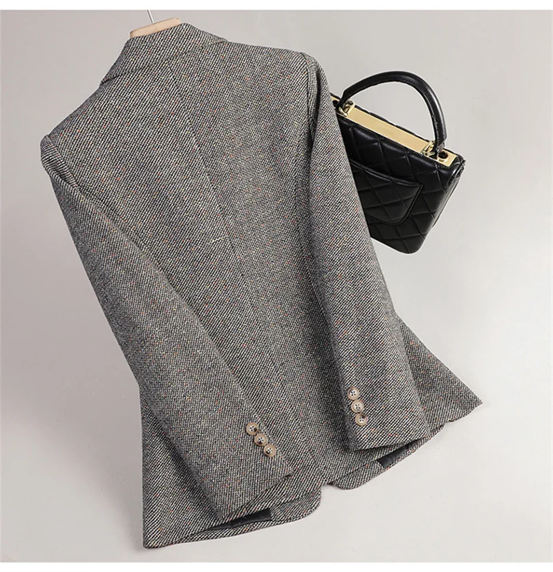 2026 New Women Long Sleeve Woolen Suit Jacket Autumn Winter Coat Ladies Office Wool Blazer Female Formal Blazer Thick Outerwear