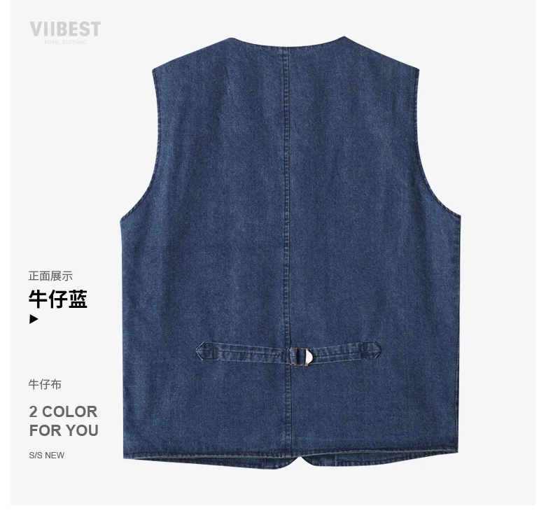 Men's Casual Denim Cotton Utility Vest Button Up Outdoor Pocketed Waistcoat Men Casual Slim Fit Sleeveless Jacket Vests Clothing