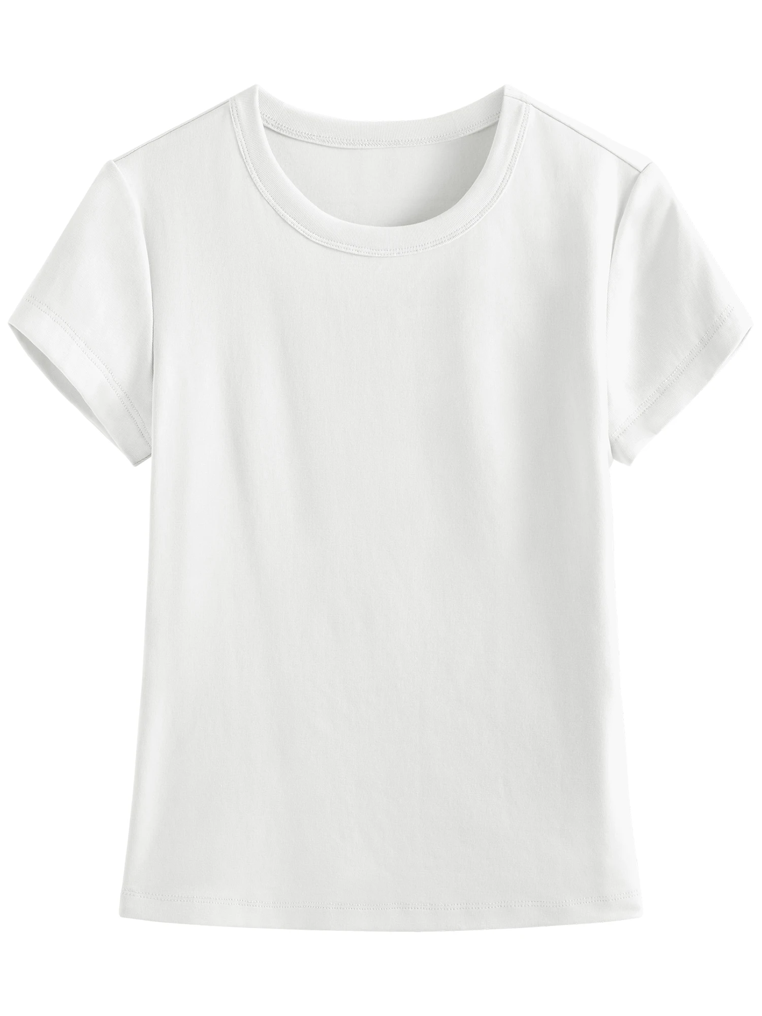 FSLE MInimalism Style Pink Straight Shoulder Short-sleeved T-shirt for Women 2025 Summer New Slim Fit Round Neck Top 25FS12113