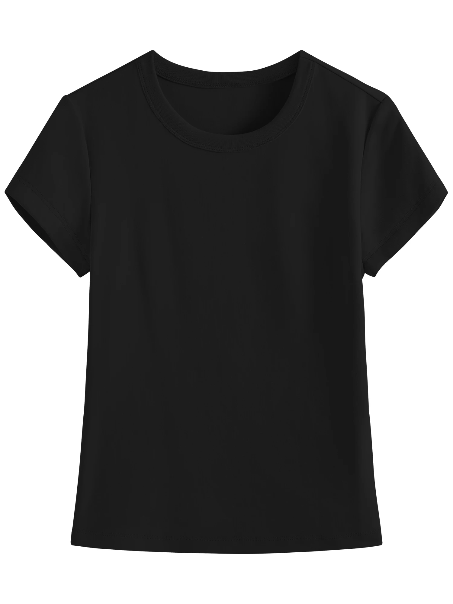 FSLE MInimalism Style Pink Straight Shoulder Short-sleeved T-shirt for Women 2025 Summer New Slim Fit Round Neck Top 25FS12113