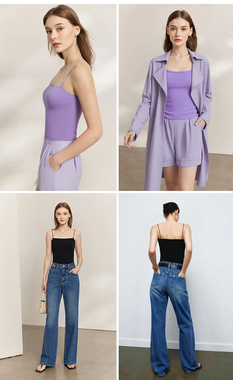 Amii Women's Tank 2026 Summer Stretch Slim Fit Crop Knit Spaghetti Strap Top Casual Versatile Sleeveless Vest For Women 12622088