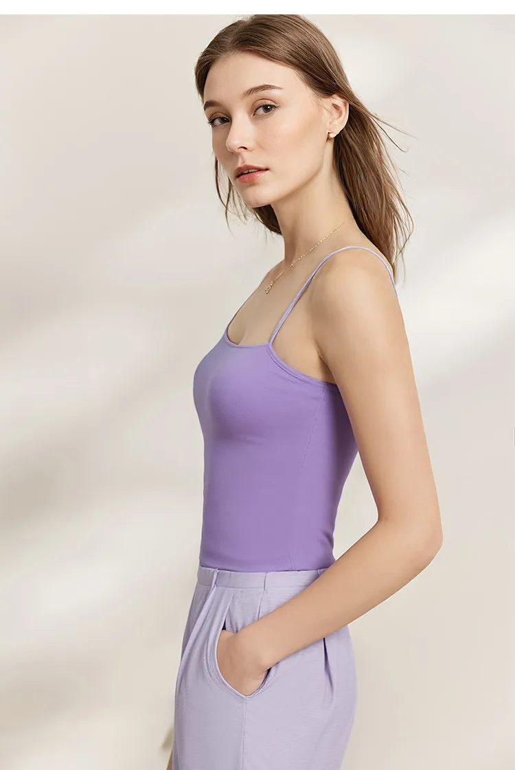 Amii Women's Tank 2026 Summer Stretch Slim Fit Crop Knit Spaghetti Strap Top Casual Versatile Sleeveless Vest For Women 12622088
