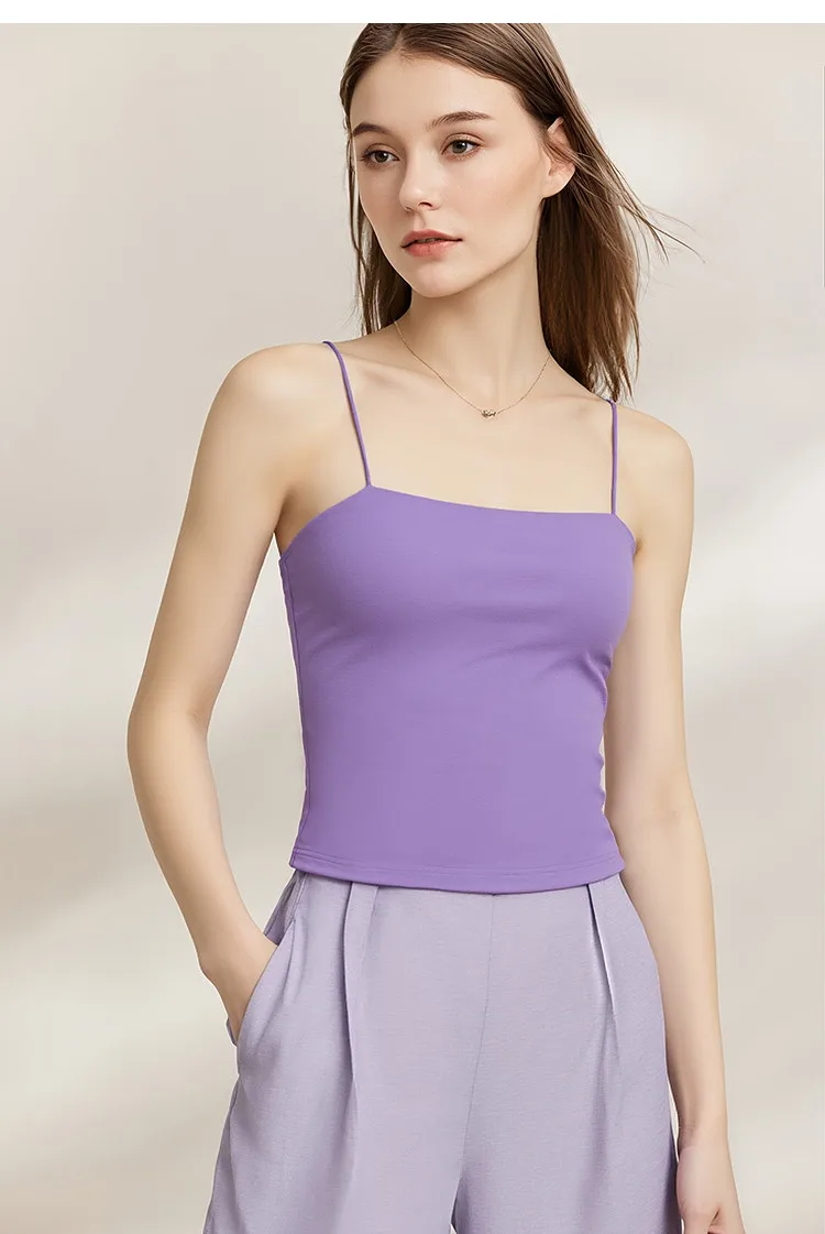 Amii Women's Tank 2026 Summer Stretch Slim Fit Crop Knit Spaghetti Strap Top Casual Versatile Sleeveless Vest For Women 12622088