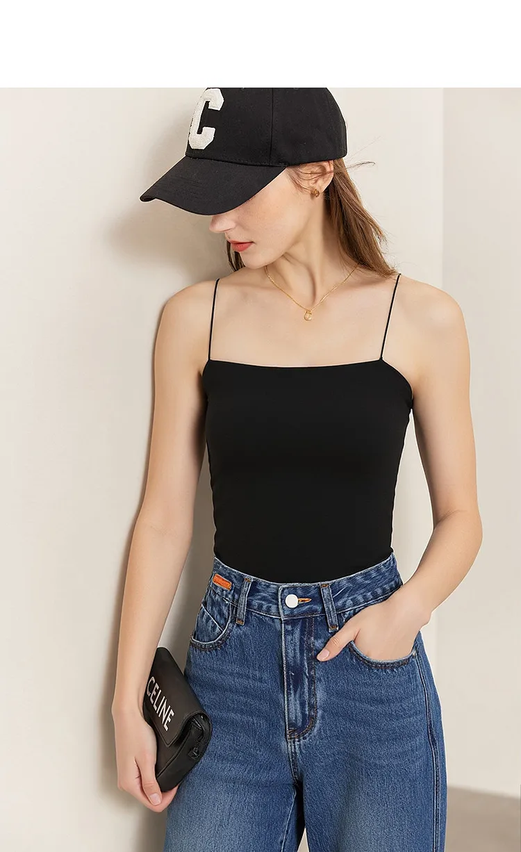 Amii Women's Tank 2026 Summer Stretch Slim Fit Crop Knit Spaghetti Strap Top Casual Versatile Sleeveless Vest For Women 12622088