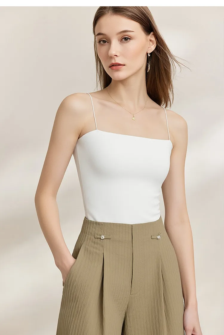 Amii Women's Tank 2026 Summer Stretch Slim Fit Crop Knit Spaghetti Strap Top Casual Versatile Sleeveless Vest For Women 12622088