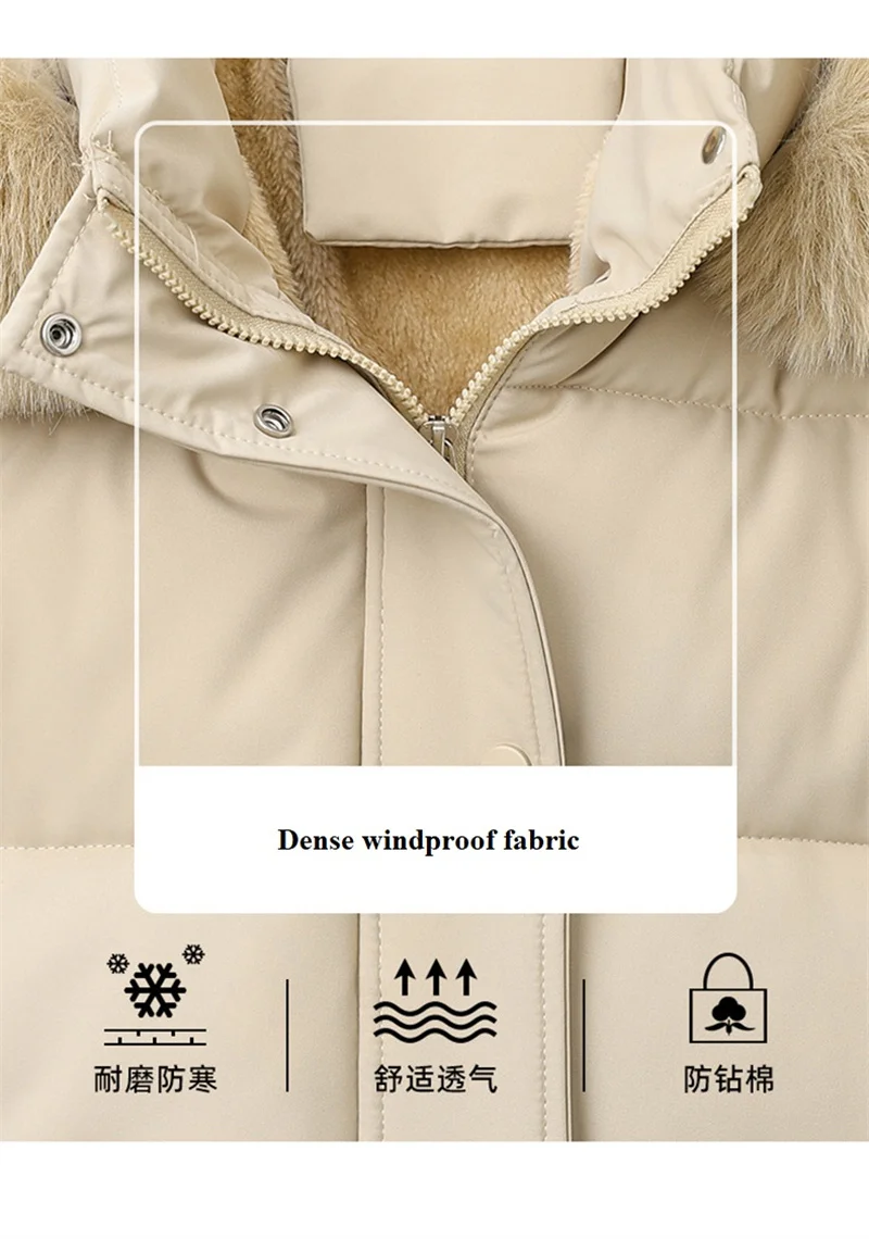 Winter Short Parkas Women's Cotton-padded Clothes Add Velvet Thicken Outerwear Fur Collar Removable Hooded Coats Warm Jackets