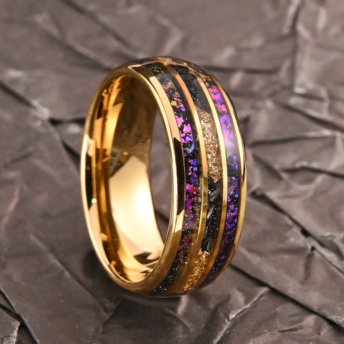 8MM Meteorite tungsten ring anillos bague homme de compromiso fashion jewelry Men's wedding bands Amethyst engagement rings gift