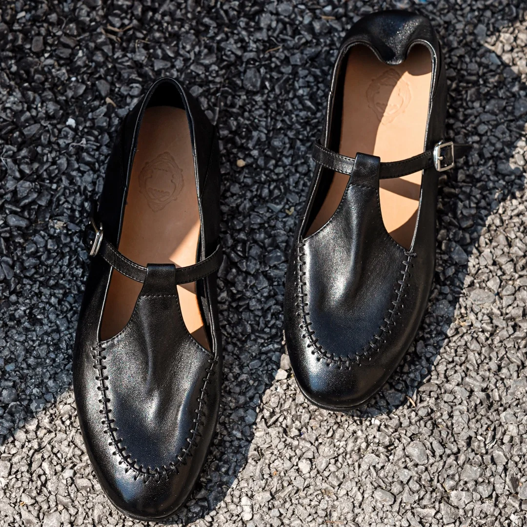 Women's cow leather t-strap slip-on flats loafers round toe high quality soft comfortable casual female moccasins shoes woman