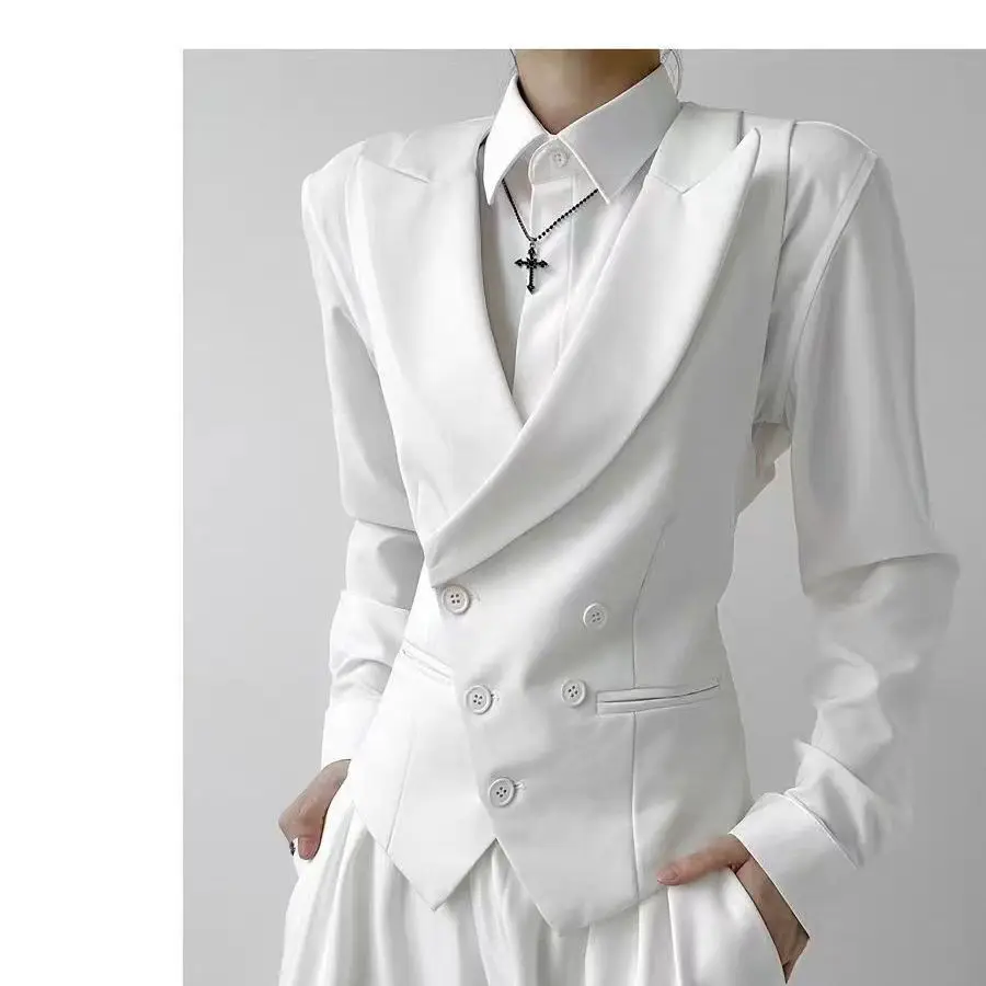 Women's Casual Suits Vest With a Lapel Collar Business Vest British Style High-End Sense Gun Lapel Collar Slim Waistcoat Jacket