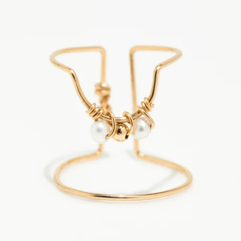 Nail Ring 14K Gold Filled Weaving Ring Luxury Personalized Jewelry Designer Jewelry Pearl Ring Birthday Gift for Women
