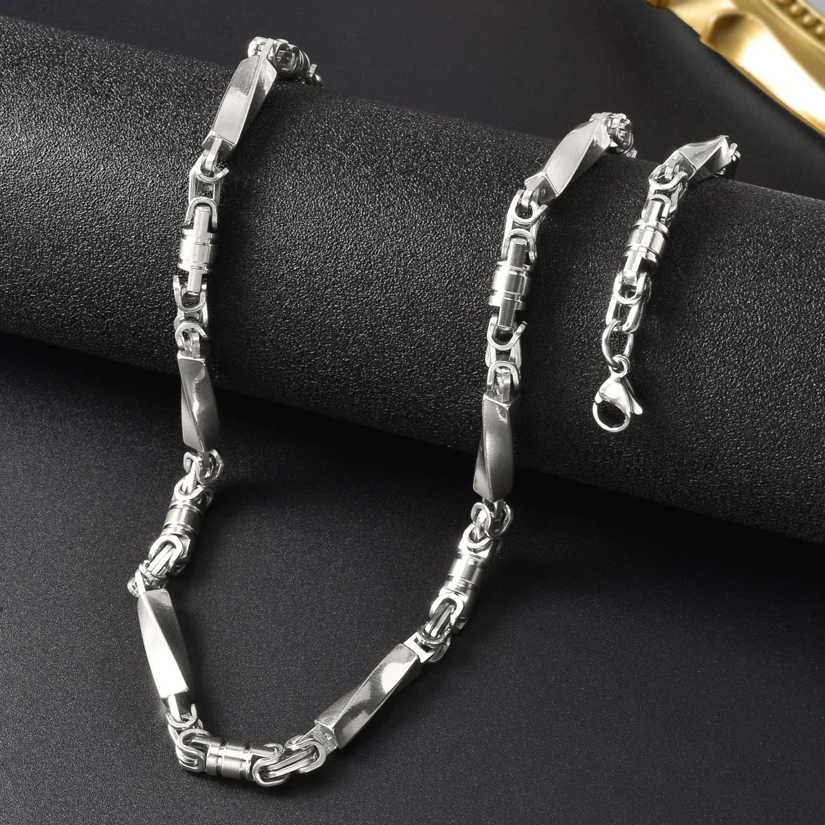 Hiphop Punk Curb Cuban Link Chain Man Gold/Silver Color Stainless Steel Necklace Classic Trendy Daily Wear Party Jewelry