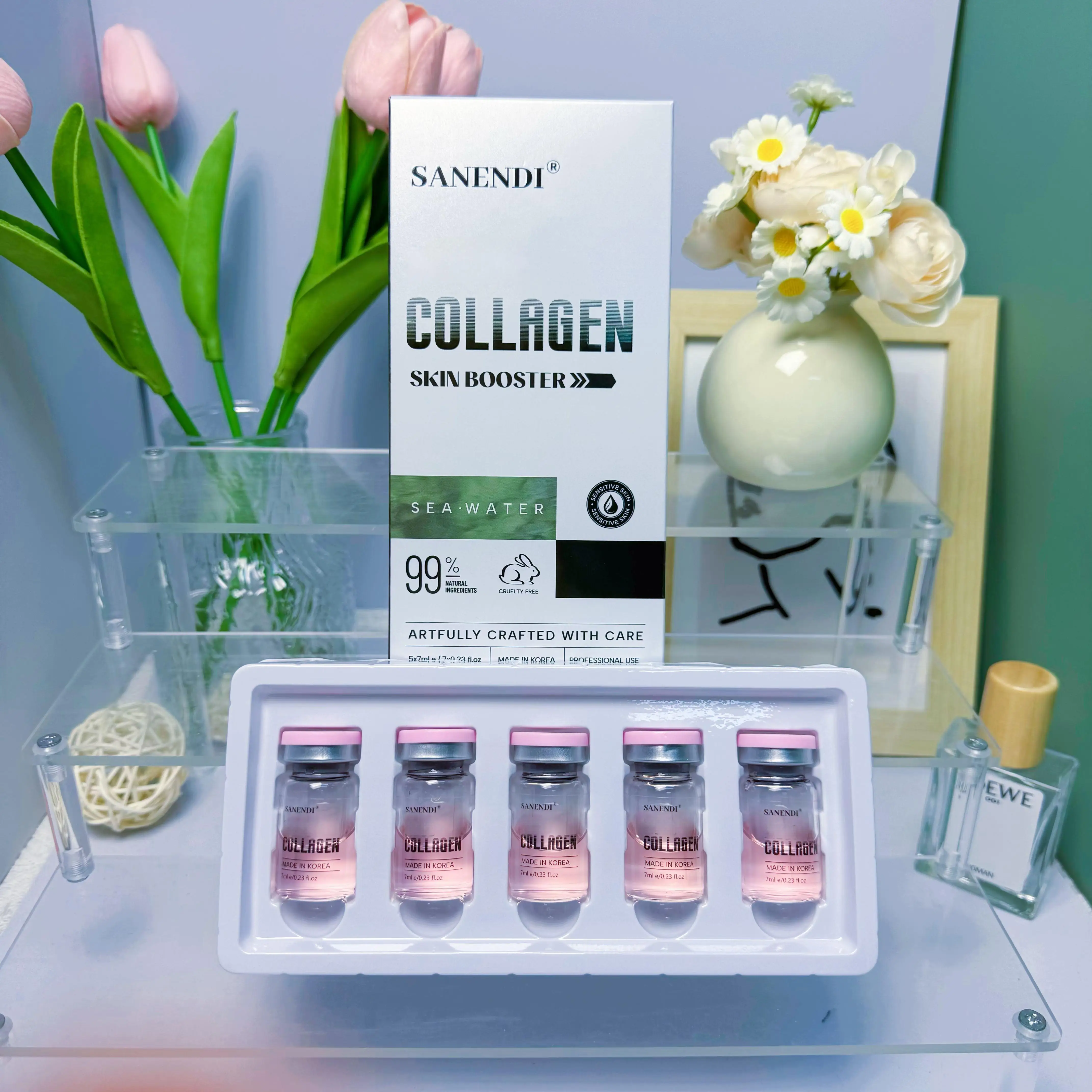 SKIN BOOSTER COLLAGEN - Pink Essence Solution for Facial Skin Tone Imbalances and Wrinkles, Enhances Skin Hydration