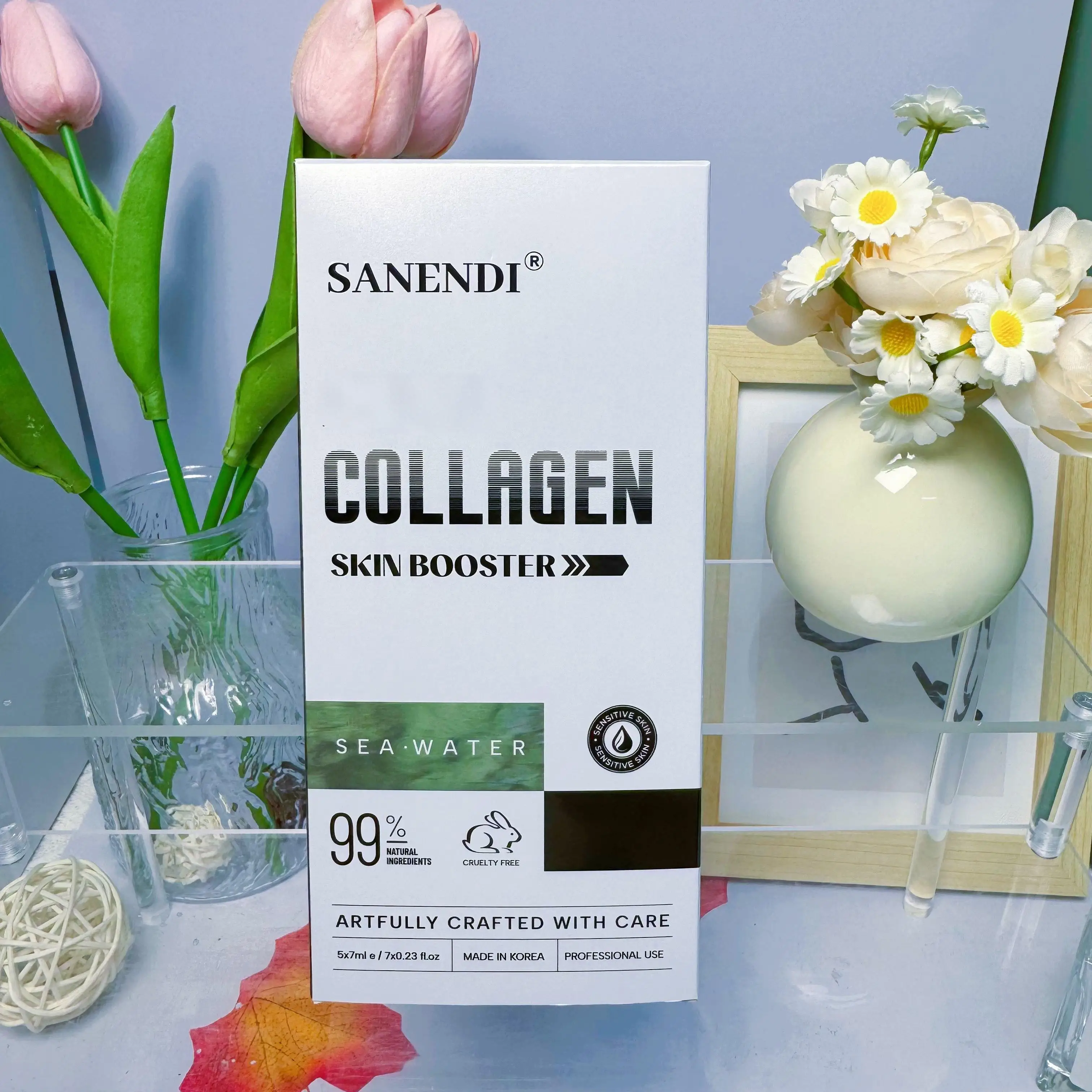 SKIN BOOSTER COLLAGEN - Pink Essence Solution for Facial Skin Tone Imbalances and Wrinkles, Enhances Skin Hydration