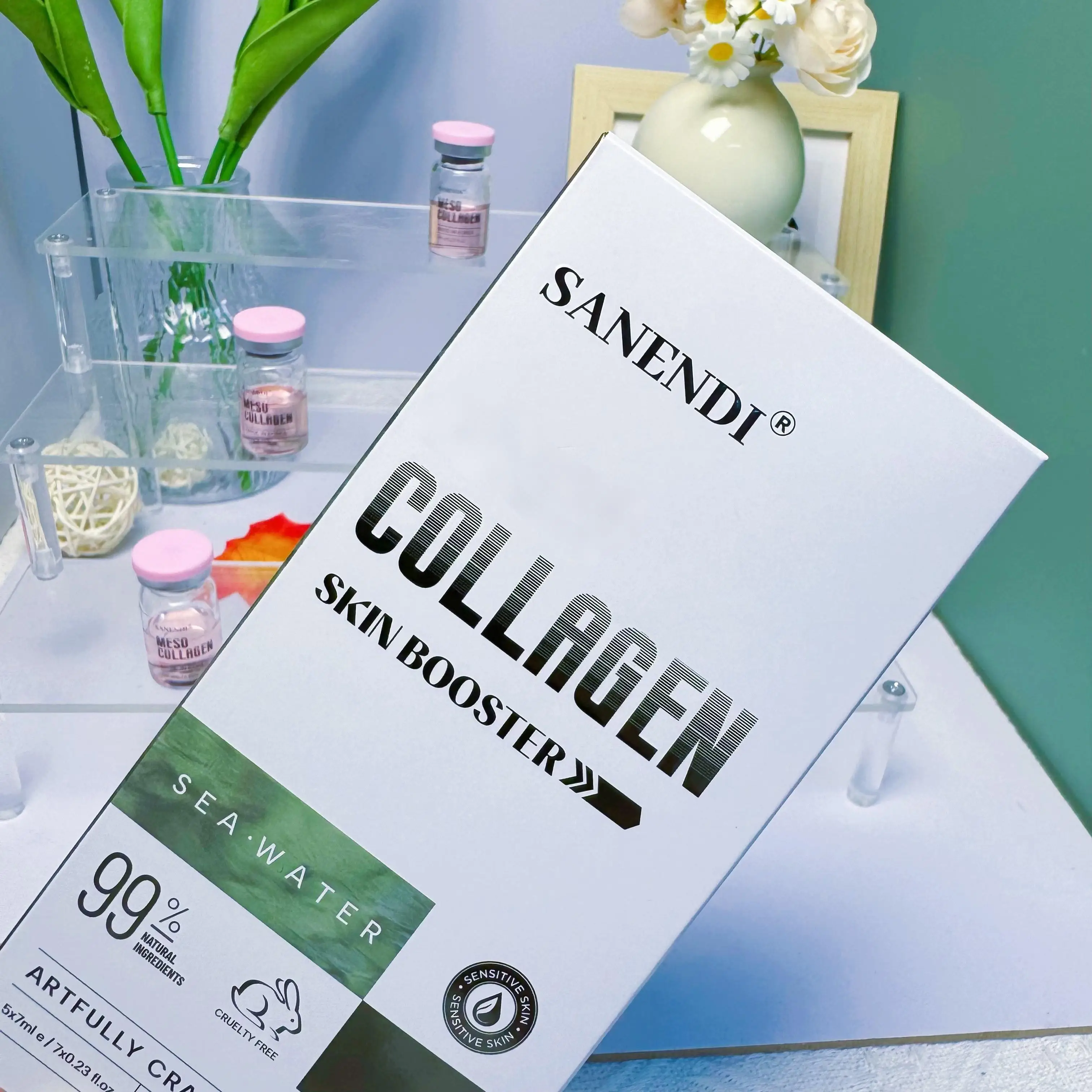 SKIN BOOSTER COLLAGEN - Pink Essence Solution for Facial Skin Tone Imbalances and Wrinkles, Enhances Skin Hydration