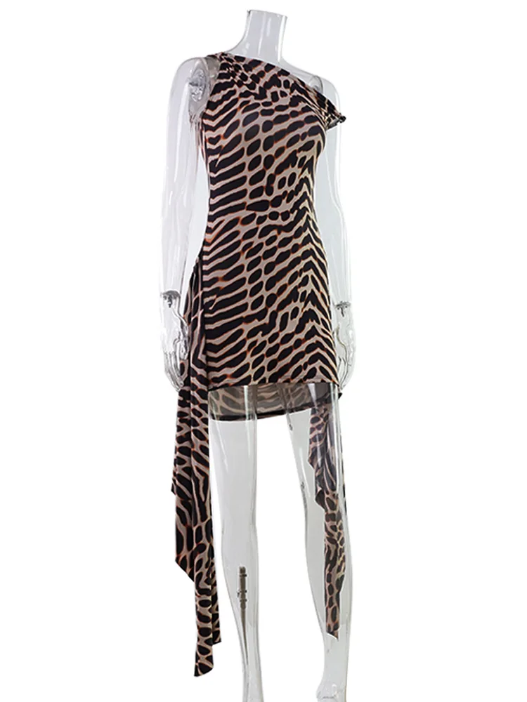 CNYISHE Prints Slash Neck Women Dresses Sleeveless Sheath Ribbon Fashion Party Outfits Sexy Club Bodycon Hip Wrap Female Robes