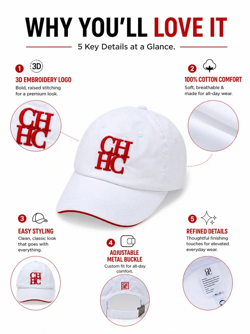 CHHC Minimalist Baseball Cap Unisex Casual Embroidery Letter Print Snapback Hat Streetwear Sun Protection Trendy