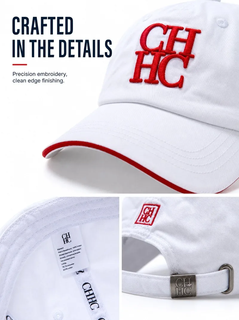 CHHC Minimalist Baseball Cap Unisex Casual Embroidery Letter Print Snapback Hat Streetwear Sun Protection Trendy