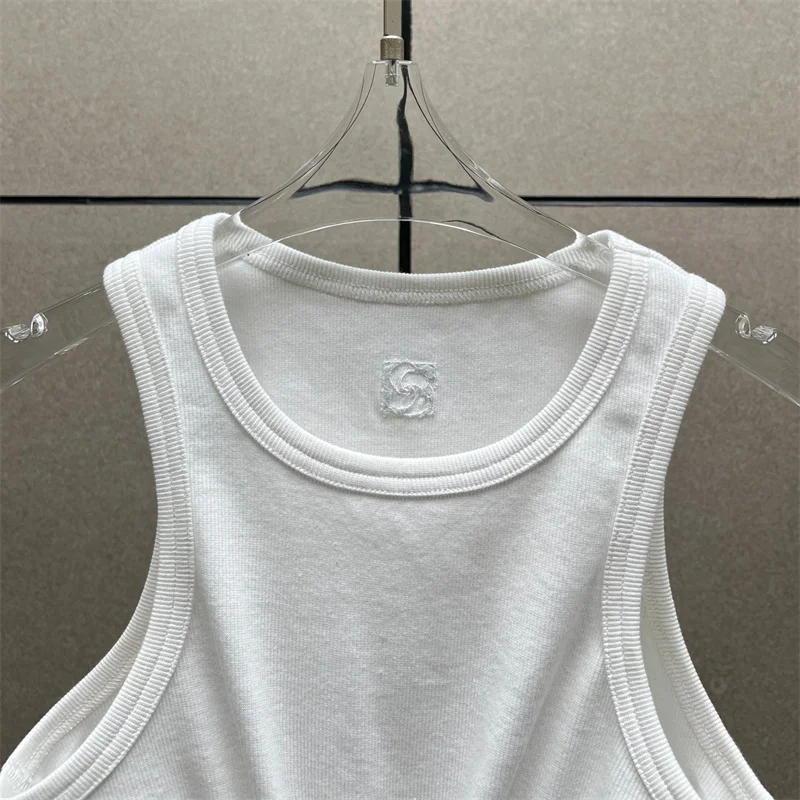 Women t-shirts New twisted flower knotted sleeveless top for summer 2025 Elastic slim pure cotton women's vest corset crop top