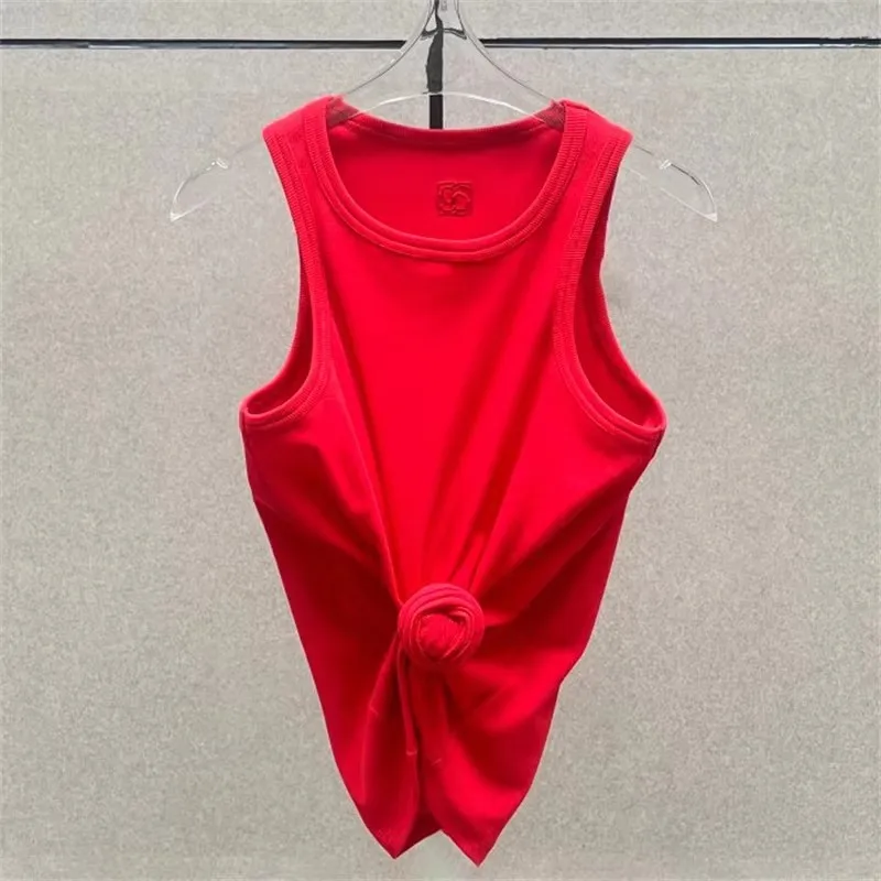 Women t-shirts New twisted flower knotted sleeveless top for summer 2025 Elastic slim pure cotton women's vest corset crop top