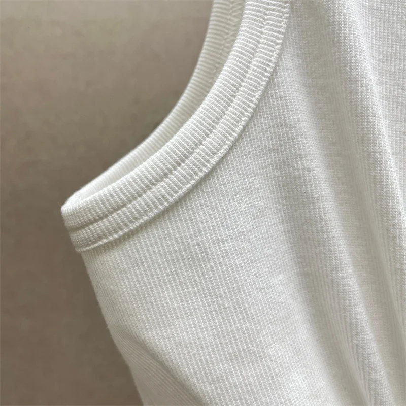 Women t-shirts New twisted flower knotted sleeveless top for summer 2025 Elastic slim pure cotton women's vest corset crop top