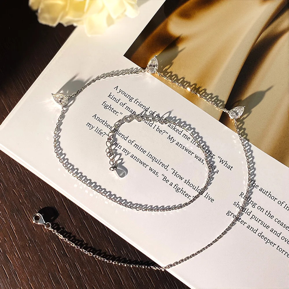 KNOBSPIN 3ct Pear Cut Moissanite Pendant Necklaces for Women Shining Diamond with Certificates s925 Silver Chain Dainty Necklace