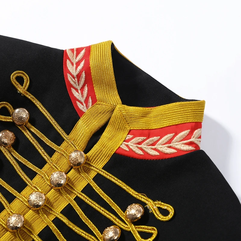 Vintage Women's Cropped Jacket Gold Embroidery Stand Collar Spliced Napoleon Military Coat 2026 Autumn Lady Street Outerwear