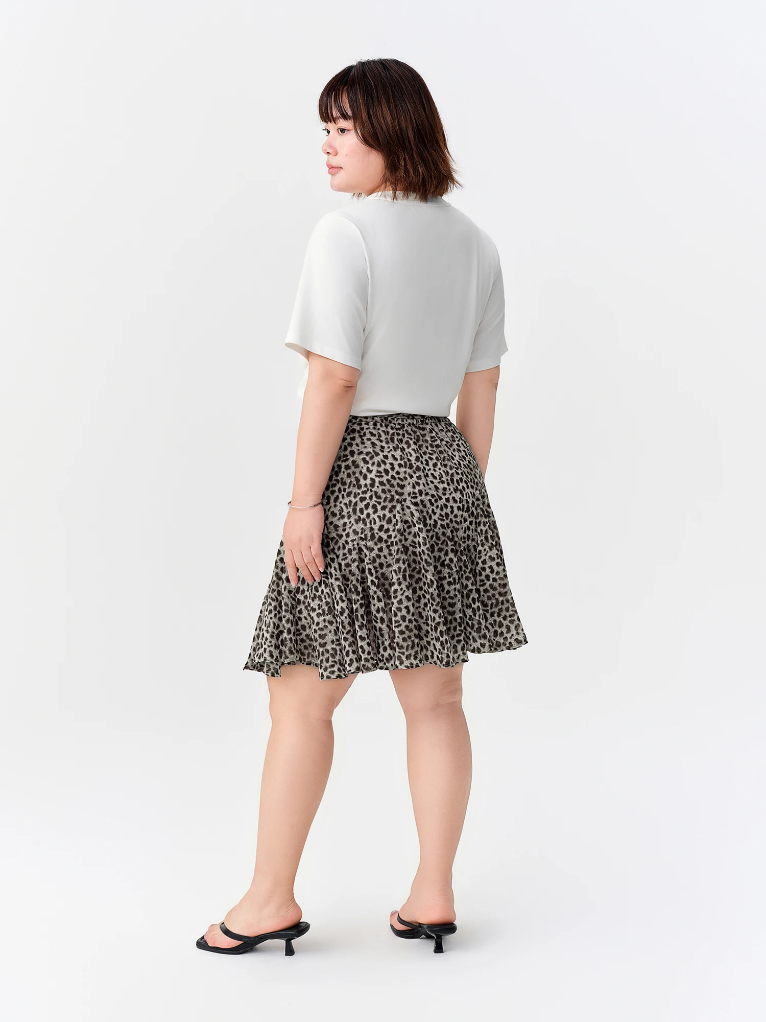 DUSHU Multiple Sizes 2026 Autumn New Women High-Waist Loose Leopard Print Irregular Panel Skirt, Knee-Length Stylish Short Skirt