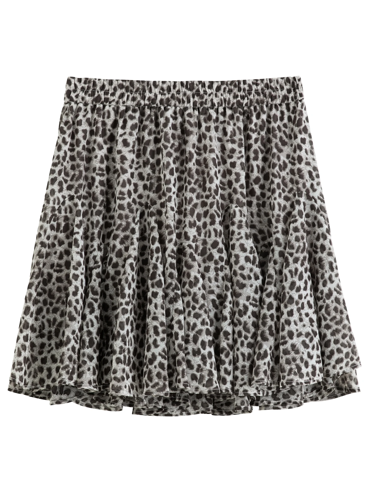 DUSHU Multiple Sizes 2026 Autumn New Women High-Waist Loose Leopard Print Irregular Panel Skirt, Knee-Length Stylish Short Skirt