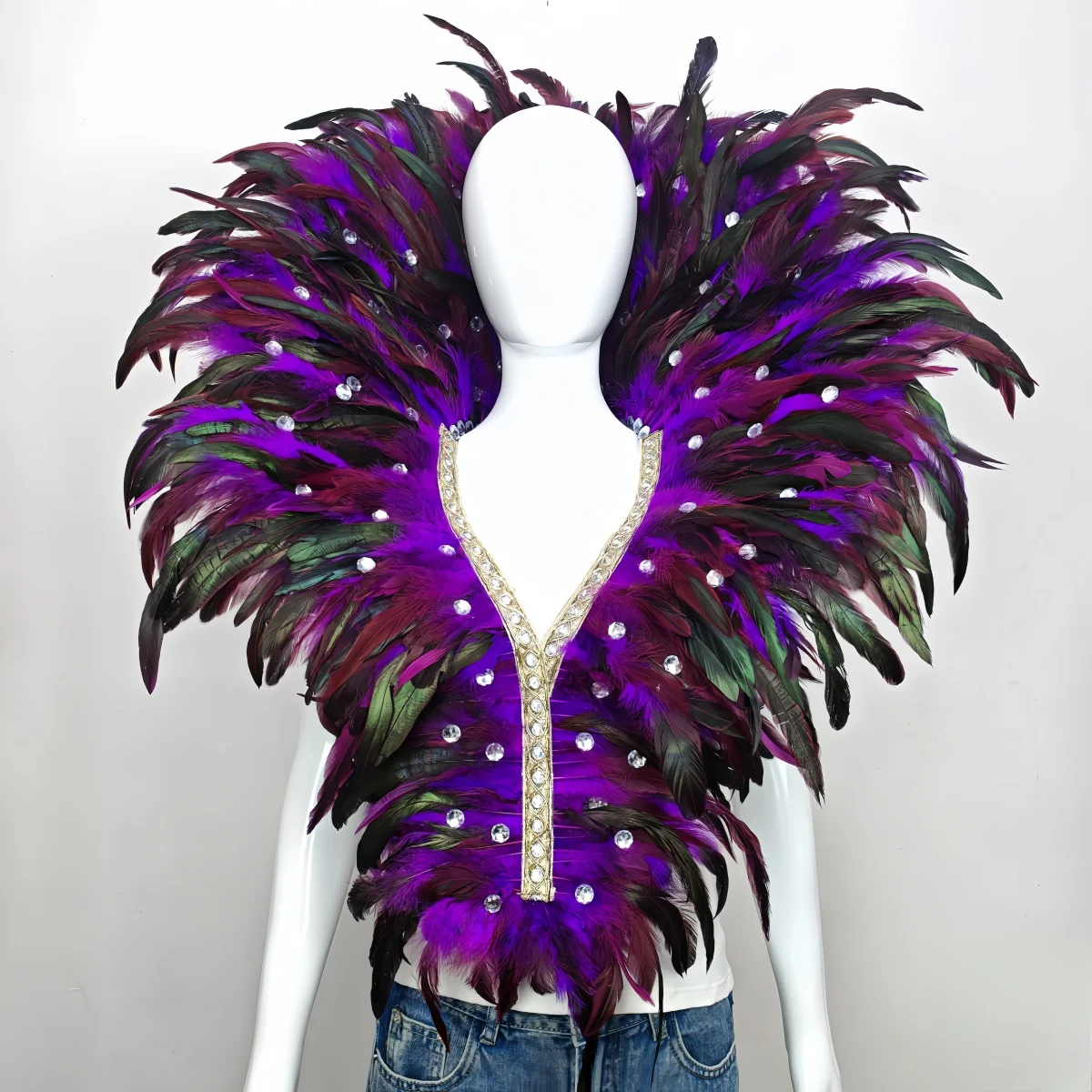 Carnival Unisex Graduation Ball Dress Accessories Feather Shawl Makeup Stage Performance COS Props Halloween Costume Decoration