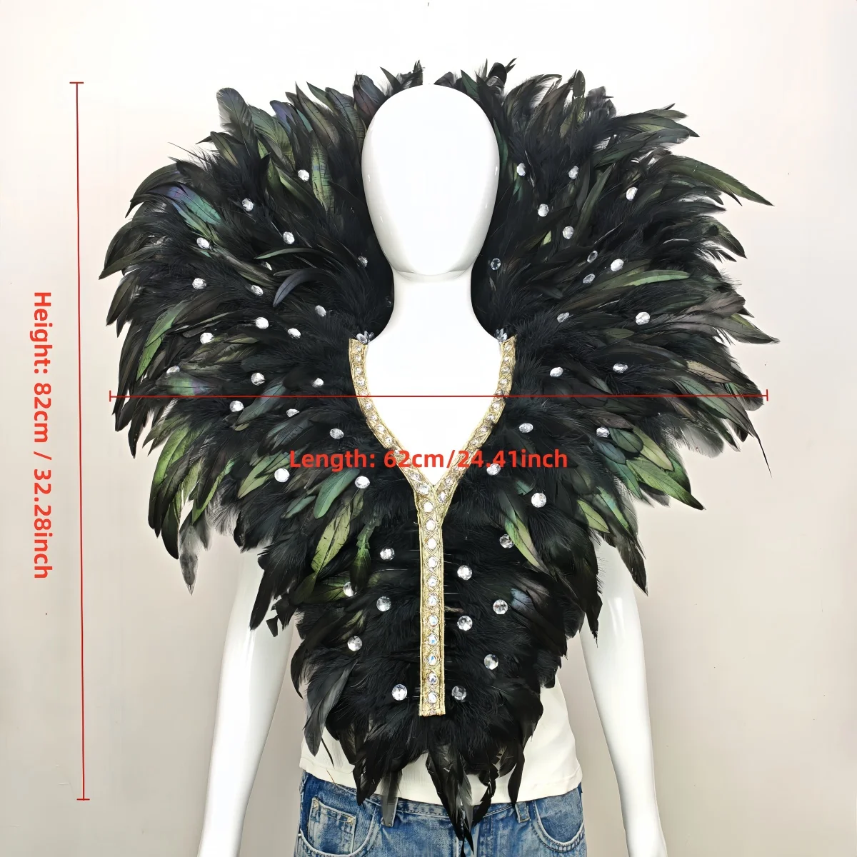 Carnival Unisex Graduation Ball Dress Accessories Feather Shawl Makeup Stage Performance COS Props Halloween Costume Decoration