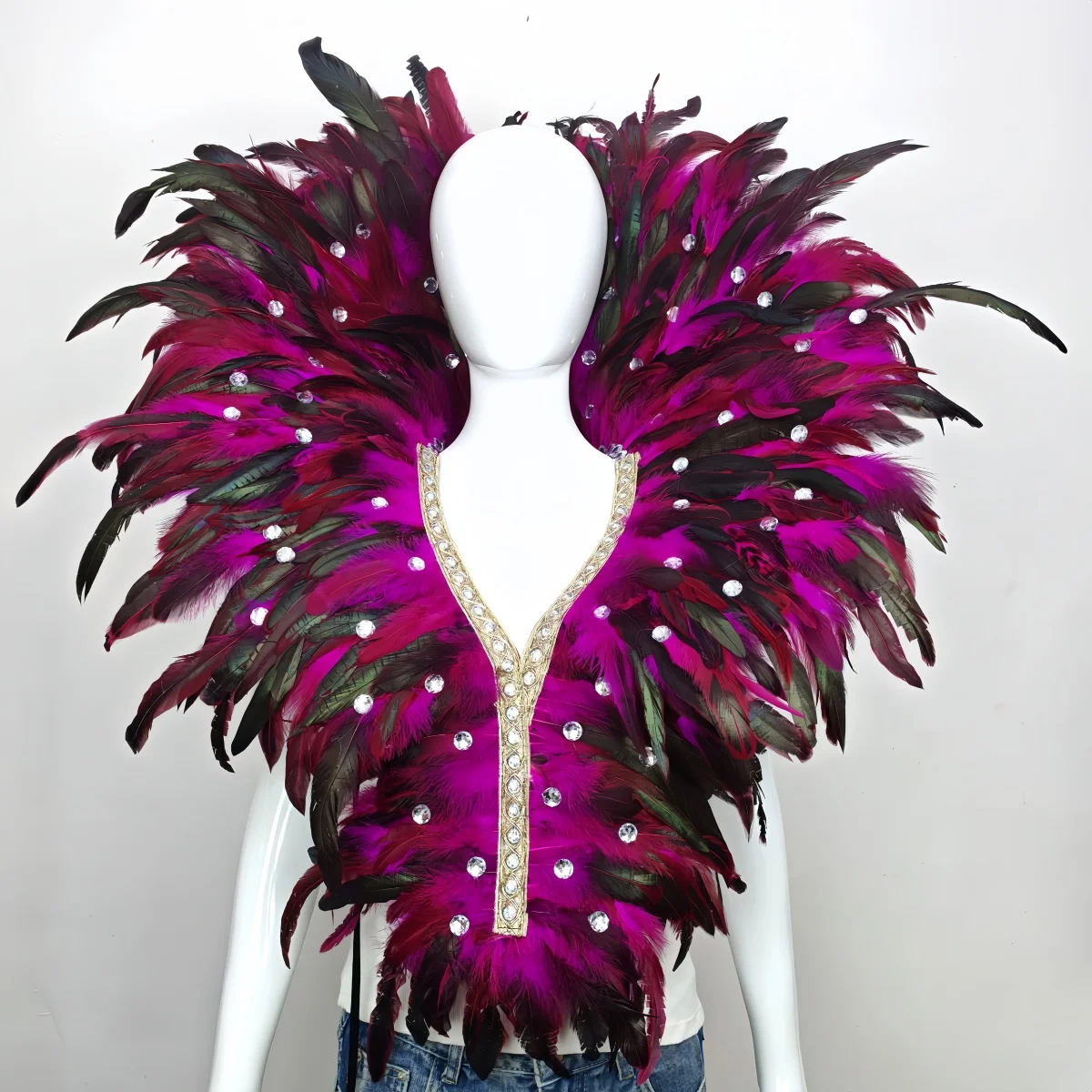 Carnival Unisex Graduation Ball Dress Accessories Feather Shawl Makeup Stage Performance COS Props Halloween Costume Decoration