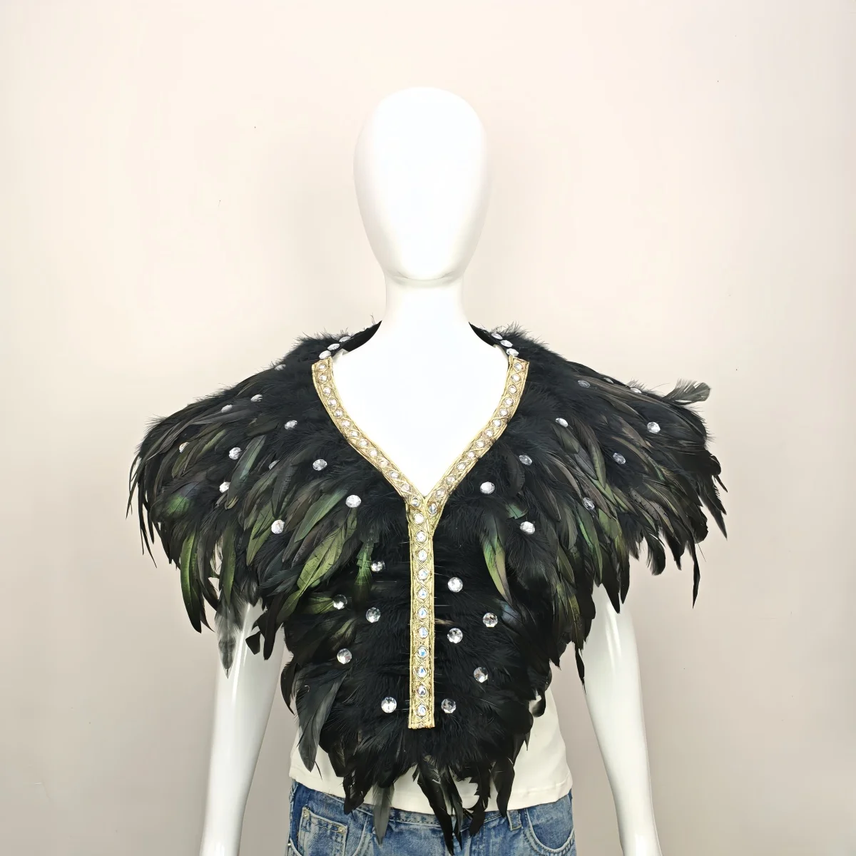 Carnival Unisex Graduation Ball Dress Accessories Feather Shawl Makeup Stage Performance COS Props Halloween Costume Decoration