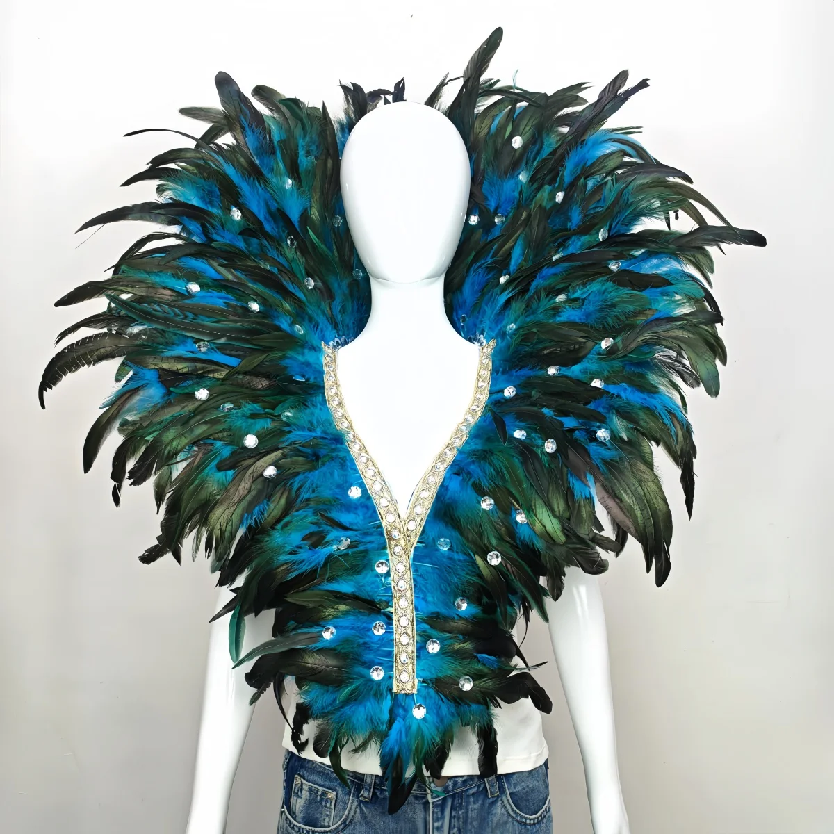 Carnival Unisex Graduation Ball Dress Accessories Feather Shawl Makeup Stage Performance COS Props Halloween Costume Decoration