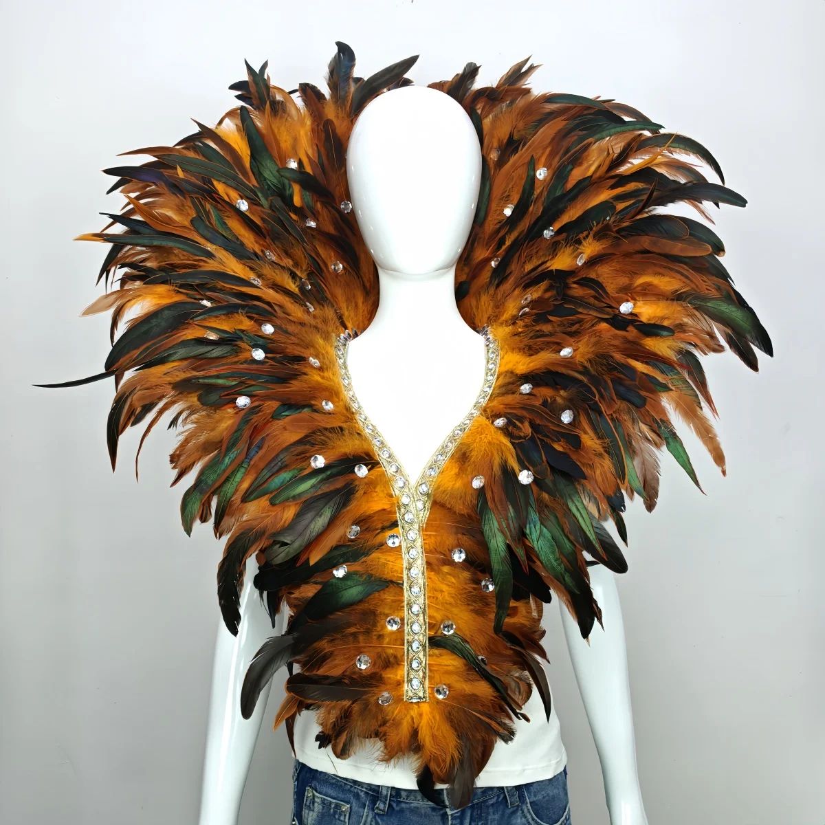 Carnival Unisex Graduation Ball Dress Accessories Feather Shawl Makeup Stage Performance COS Props Halloween Costume Decoration