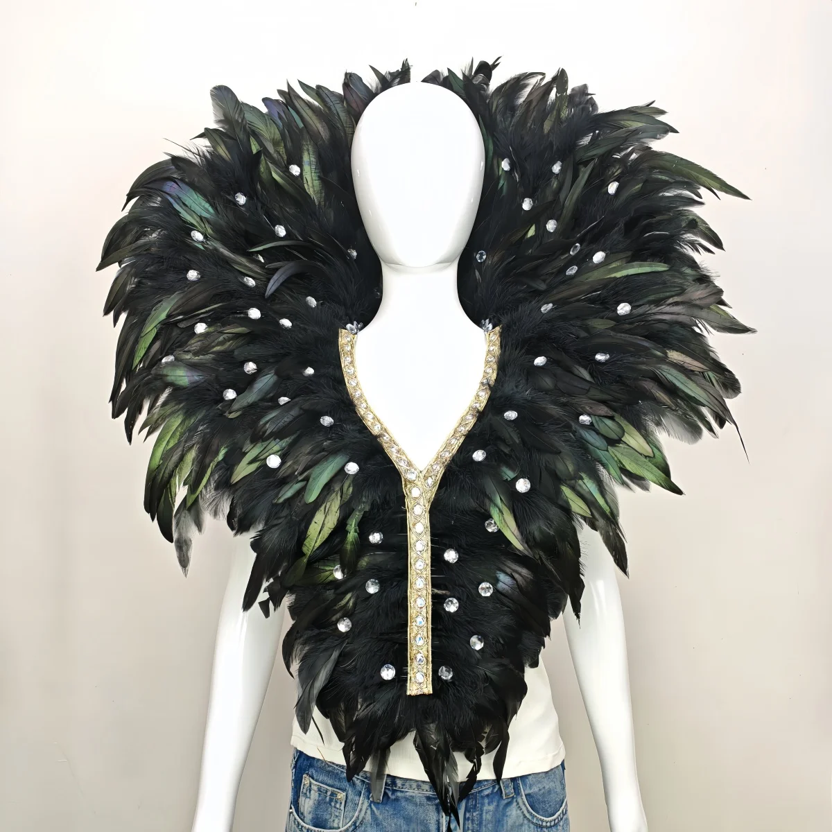 Carnival Unisex Graduation Ball Dress Accessories Feather Shawl Makeup Stage Performance COS Props Halloween Costume Decoration