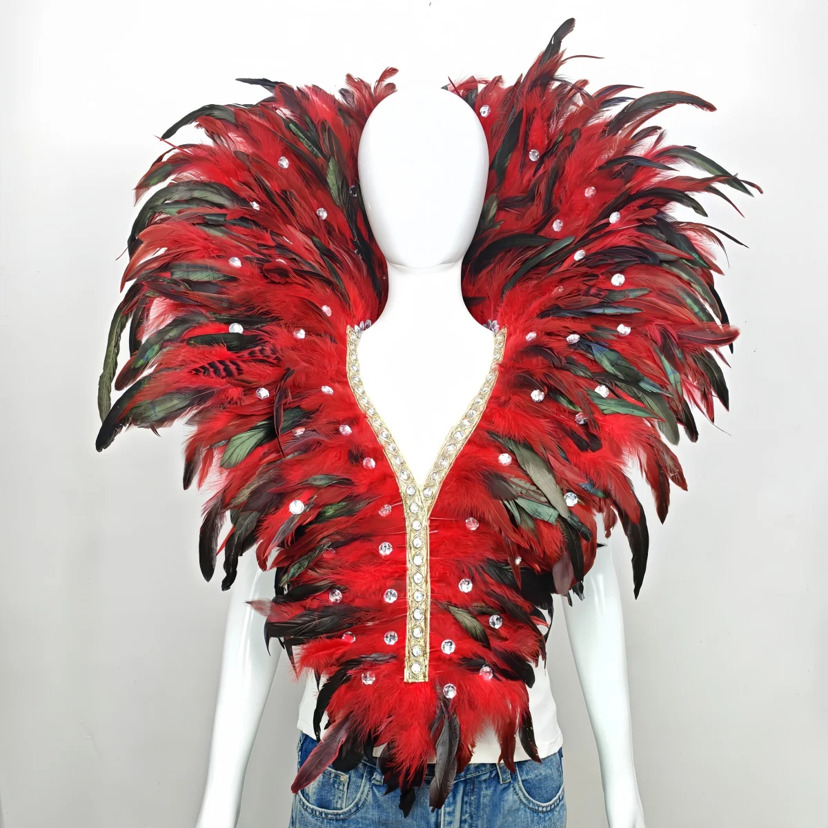 Carnival Unisex Graduation Ball Dress Accessories Feather Shawl Makeup Stage Performance COS Props Halloween Costume Decoration